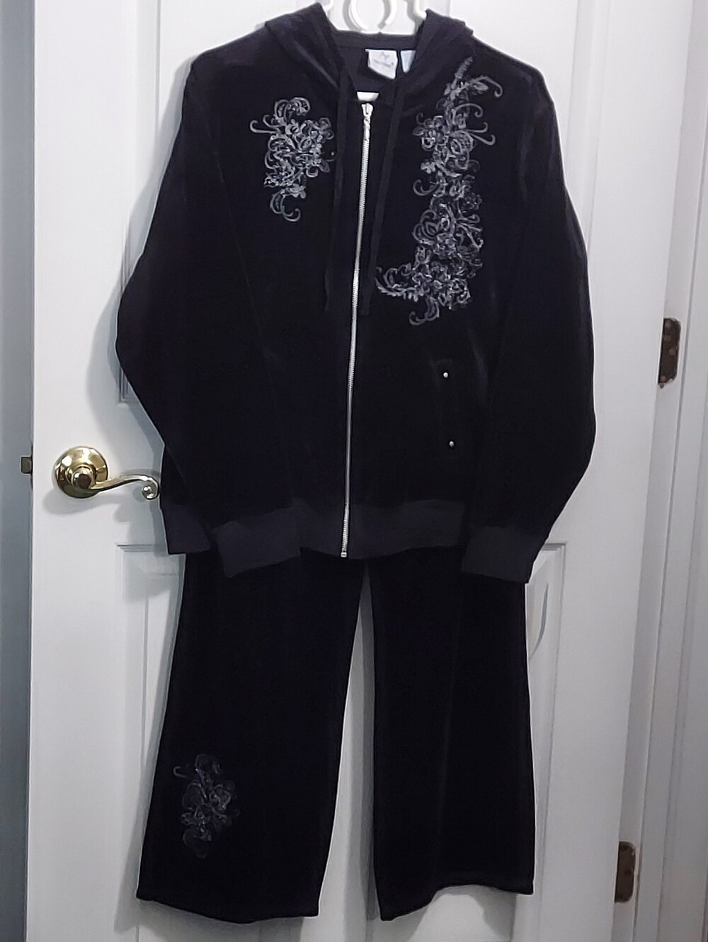 NWT Vintage Black Velour Track Suit